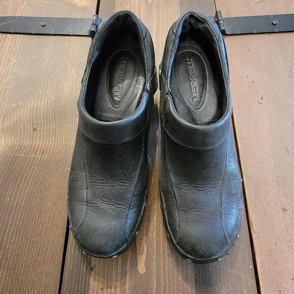 Merrell Luxe Wrap Nubuck Black Slip On Clog 6.5 - Picture 2 of 6